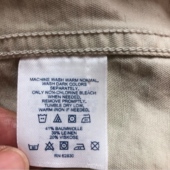 Land’s End Women’s Jacket Cargo Top Stitching Unlined Linen Blend Neutral - Picture 7 of 10